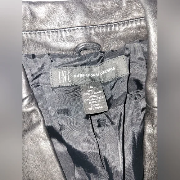 INC International Concepts Black Leather Jacket* - Picture 3 of 3